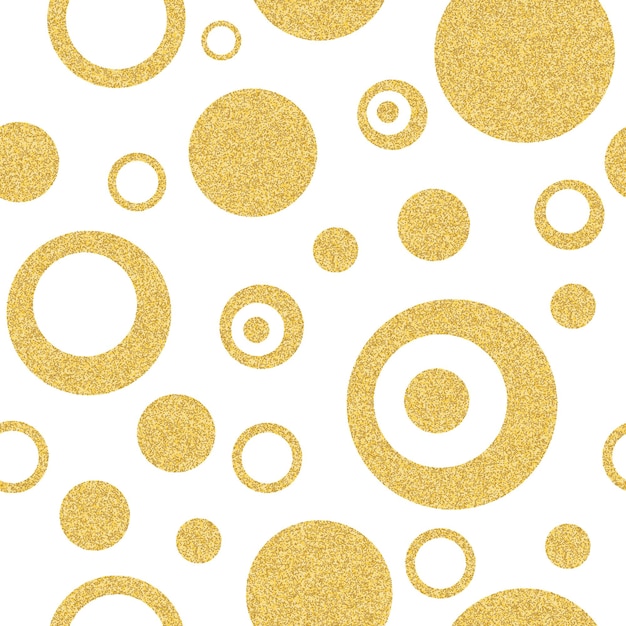 Fundo sem emenda do círculo de ouro. Círculo e elementos gráficos. Padrão sem emenda abstrato para cartão, convite, cartaz, banner, cartaz, diário, álbum, capa de livro de esboço. Textura de glitter dourado