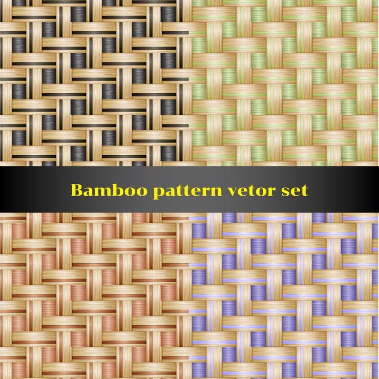 Vetor fundo texturizado de bambu padrão de tecido de cesta fundo padrão sem costura