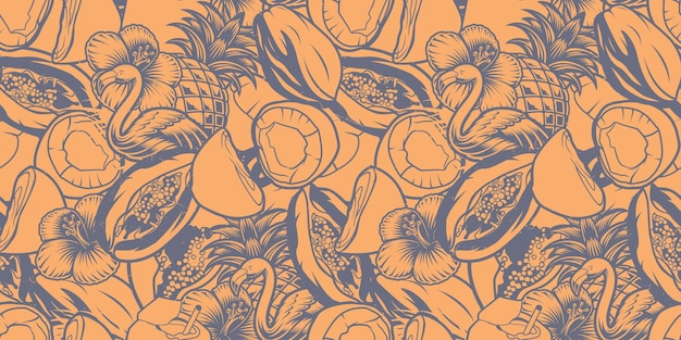 Vetor fundo tropical vintage monocromático