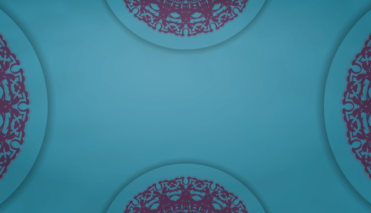 Vetor fundo turquesa com padrão de mandala roxa e coloque sob seu logotipo ou texto