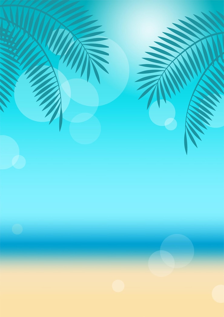 Vetor fundo vector tropical resort com céu azul e praia de areia
