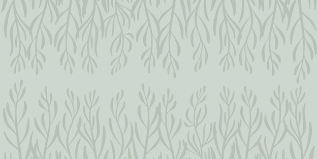 Fundo verde claro horizontal com plantas cenário de vetor abstrato com brotos de flores vetor