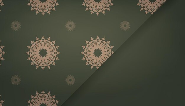 Fundo verde com luxuoso padrão marrom para design sob seu texto