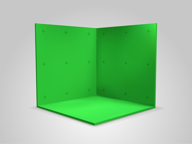 Fundo verde da tela do chroma key com marcadores de rastreamento