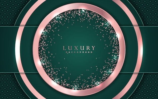 Fundo verde luxuoso com decoração rosa dourada