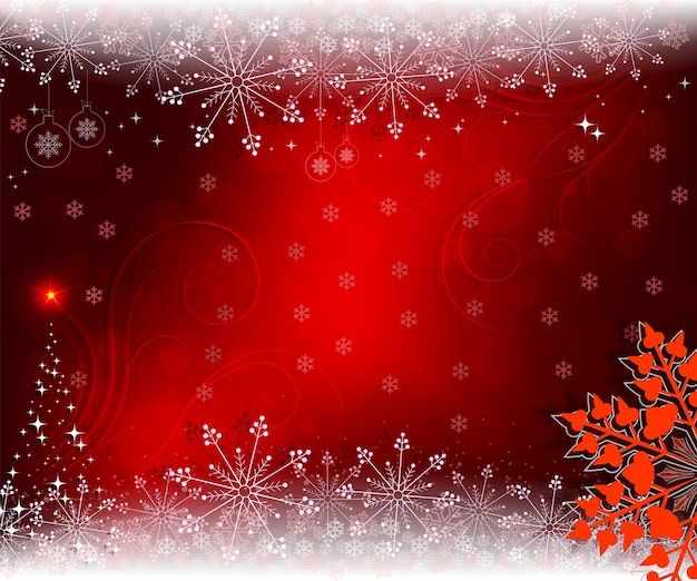 Fundo vermelho de natal com floco de neve vermelho