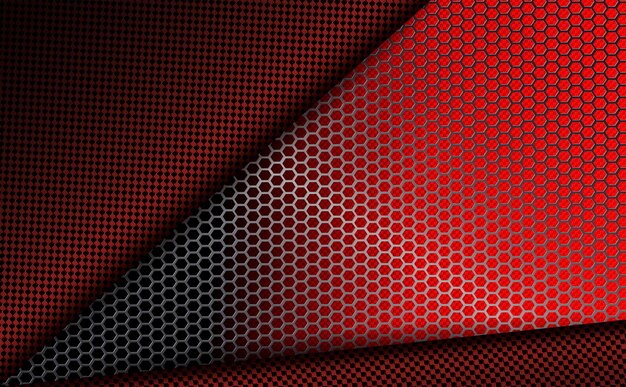 Vetor fundo vermelho escuro geométrico com grade de metal