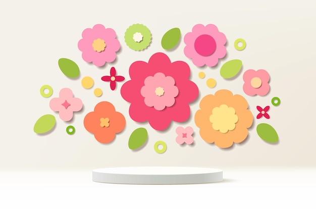 Vetor fundo vetorial com desenho floral bonito em estilo de corte de papel
