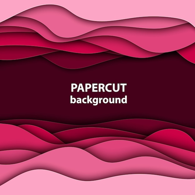 Fundo vetorial com formas de corte de papel rosa magenta colorido estilo de arte de papel abstrato 3D