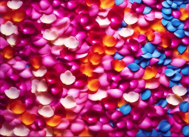 Vetor fundo vetorial de pétalas de flores rosa e azul adequado para papel de parede de cartão de saudação