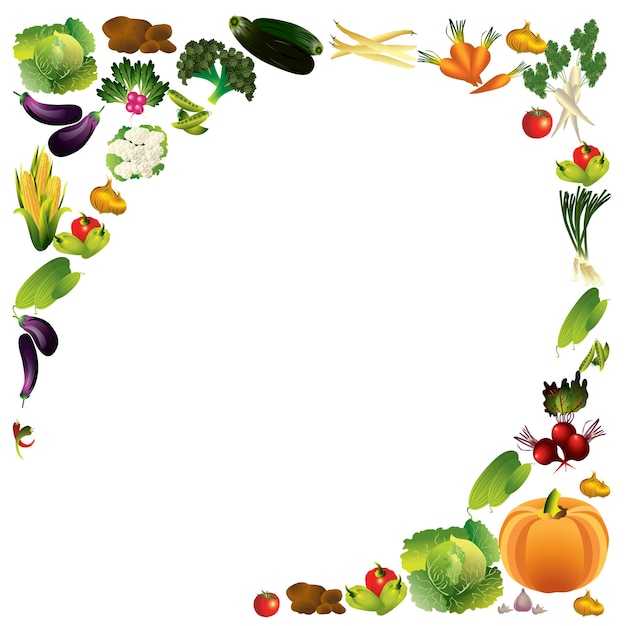 Vetor fundo vetorial de vegetais com lugar para texto, ilustração vetorial de tema de comida saudável.