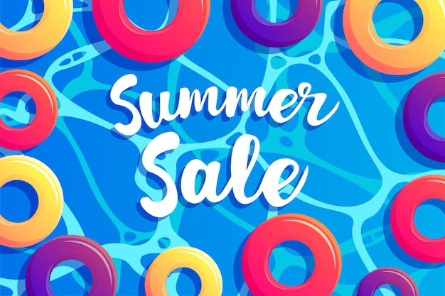 Fundo vetorial de venda de verão Água do mar com panfleto de círculos de natação para ilustração de férias