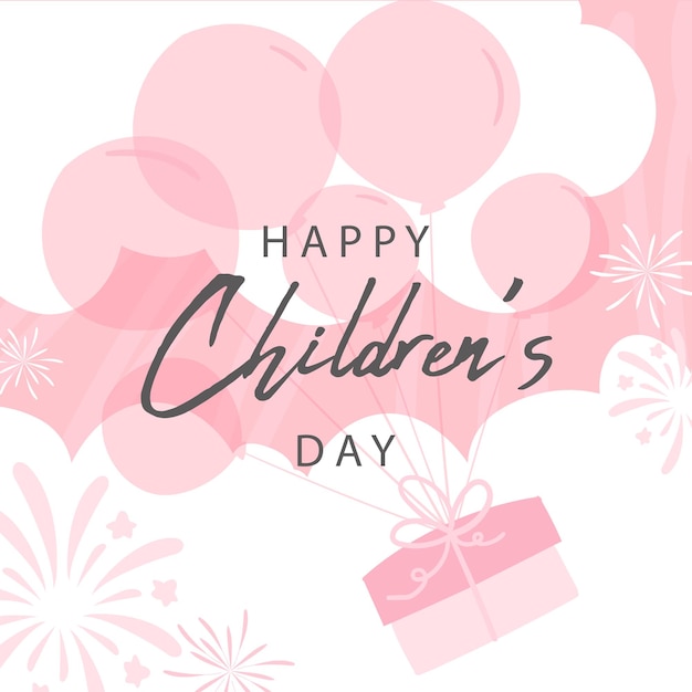 Fundo vetorial do dia das crianças Nuvem com balões de título do dia das crianças