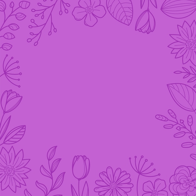 Fundo violeta moldura floral. modelo para um texto