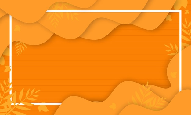 fundo volumétrico laranja de outono com folhas e moldura de outono