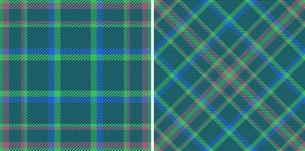 Fundo xadrez sem costura Tartan de vetor têxtil Verifique a textura do tecido padrão