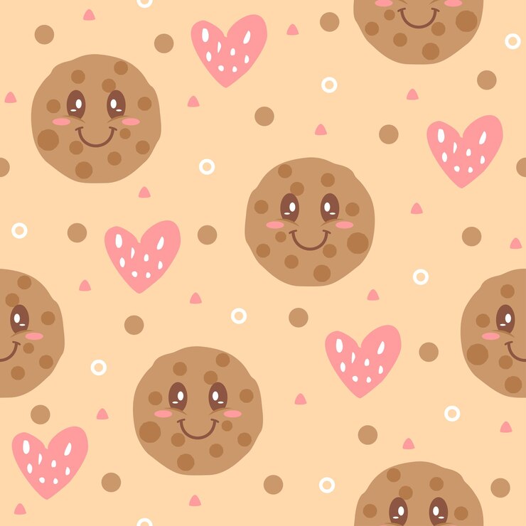 Vetor fundos de padrão de desenho animado de biscoitos fofos