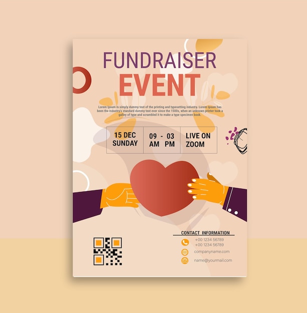 Fundraiser Design de cartaz de evento ou design de tempo de evento