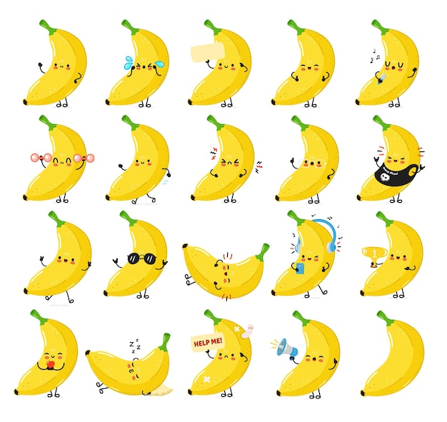 Funny Banana characters bundle set (conjunto de personagens engraçados de banana)