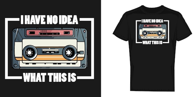 Vetor funny cassette tape tshirt design vector template (template de vetor de design)