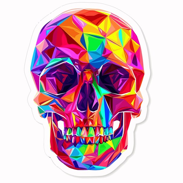 Vetor funny_geometric_colorful_skullvector_icon_or_sticker