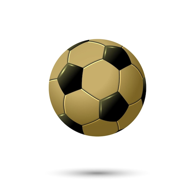 Futebol 3d dourado ou bola de futebol isolada no fundo branco