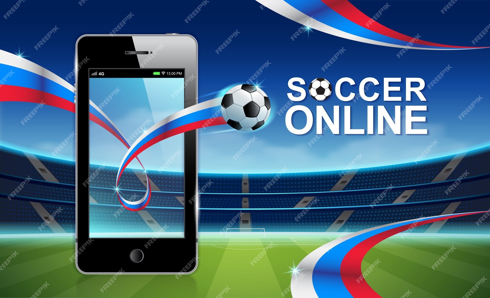 copa de futebol ao vivo online via celular. 7068774 Vetor no Vecteezy