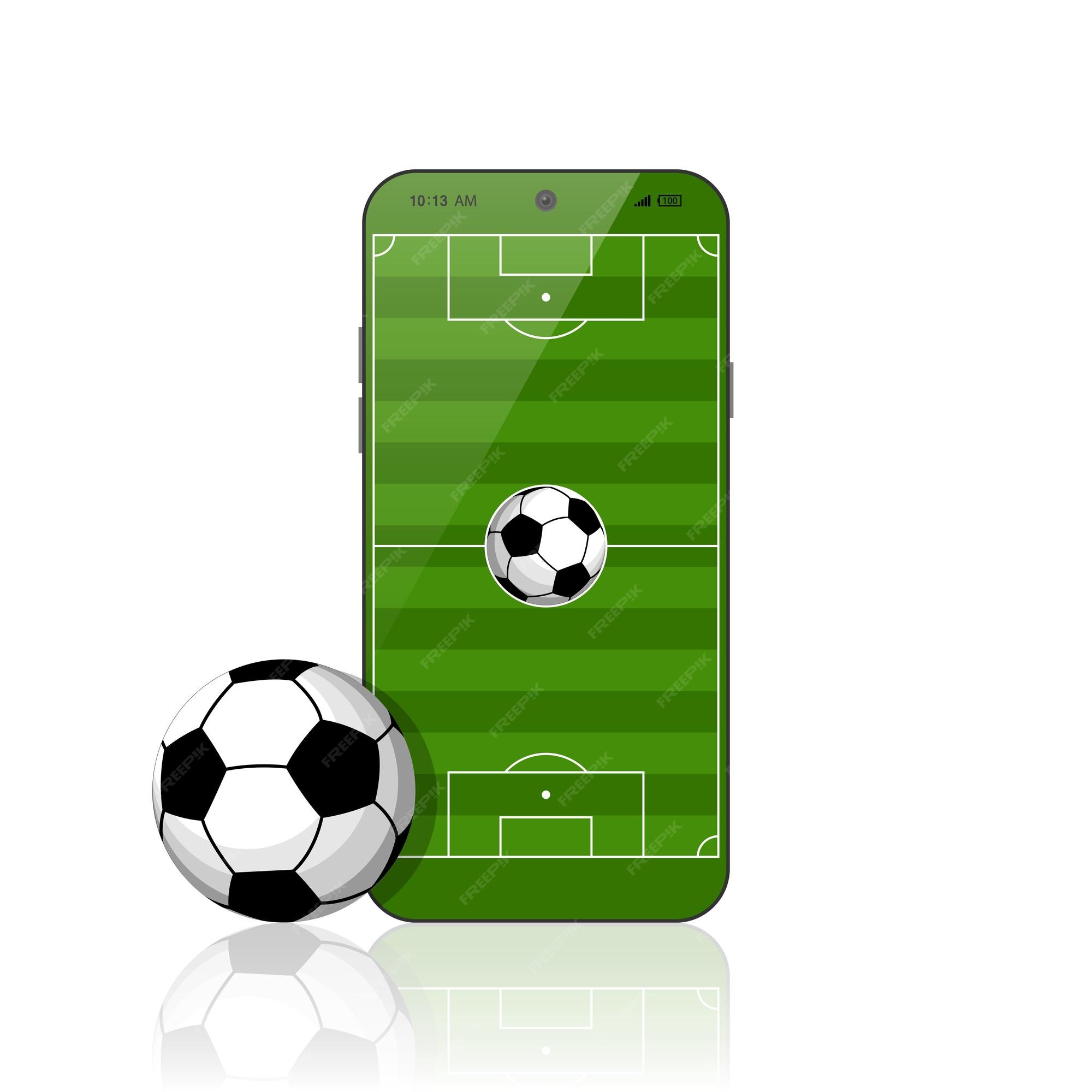 Vetores de Futebol Móvel Jogo De Apostas Desportivas Online Jogo De Futebol  Online Com Aplicativo Móvel Ao Vivo Campo De Futebol Na Tela Do Smartphone  E Na Bola Venda De Bilhetes Online