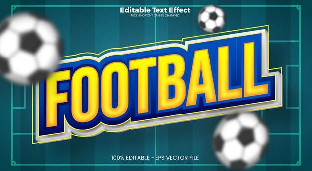 Vetor futebol efeito de texto editável no estilo de tendência moderna