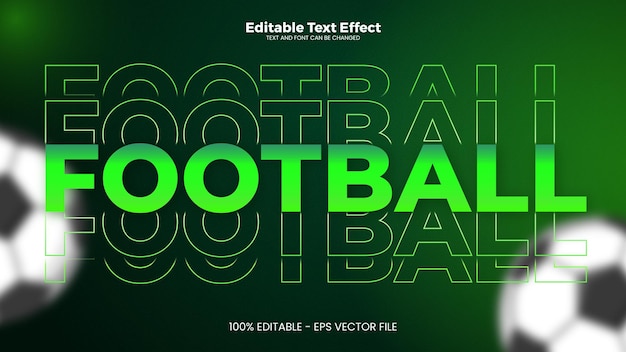 Vetor futebol efeito de texto editável no estilo de tendência moderna