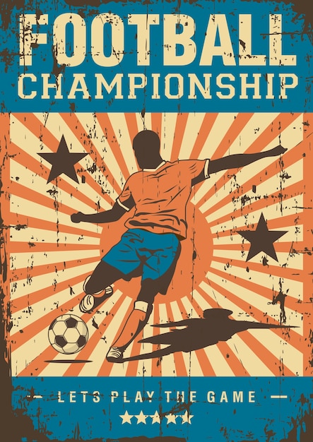 Vetor futebol futebol esporte retro pop art poster signage