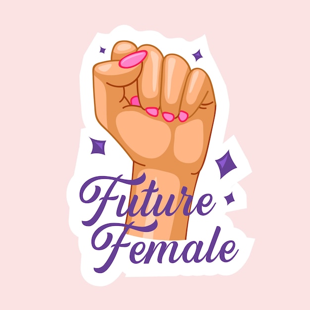 Futura citação feminina com punho levantado. poder feminino, força feminina, slogan feminista