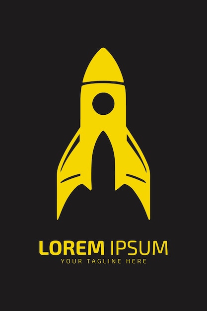 Futurista Rocket Emblem Silhouette Logo Vector Design