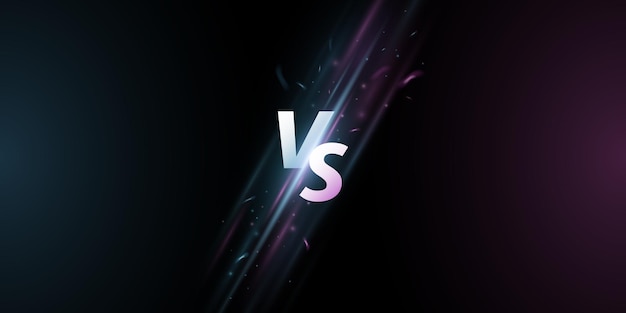 Futurista versus tela. Letras VS em um fundo com raios brilhantes para jogos esportivos, partidas, torneios, competições de e-sports, artes marciais, batalhas. Conceito de jogo. Vetor