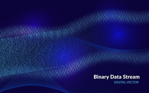 Futuristic binary code stream with light motion and data flow effect Perfect for technology digital data and computer science backgrounds