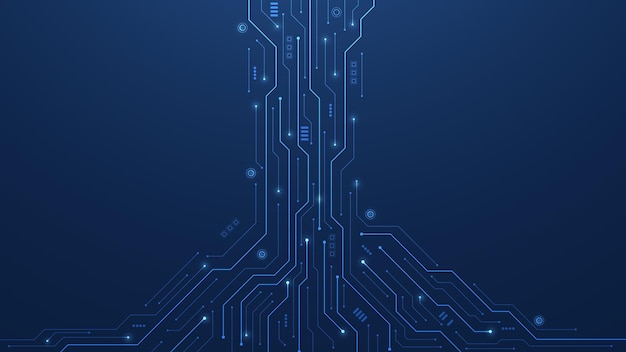 Futuristic circuit board Abstract isometric background with circuit board texture AI Artificial Intelligence Motherboard and HTML code Large data processing database concept Vector illustration
