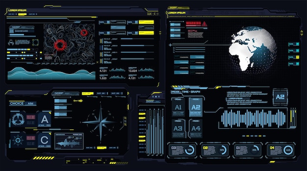 Futuristic dashboard hud interface future frame holograma ui infográfico globo interativo terra