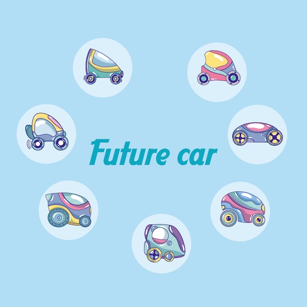 Futuros carros em desenhos de ícones redondos