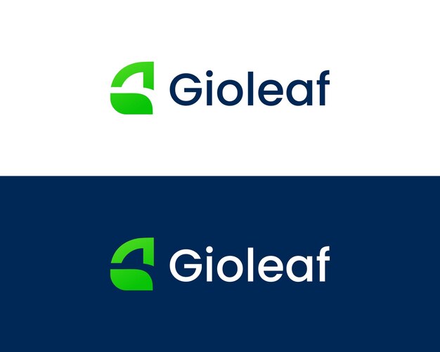 G com modelo de vetor de design de logotipo moderno de folha