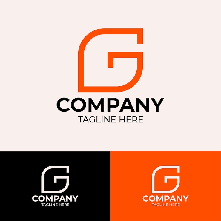 Vetor g letra inicial minimalista logo design template logotipo de negócio moderno laranja iconha de marca de letra g