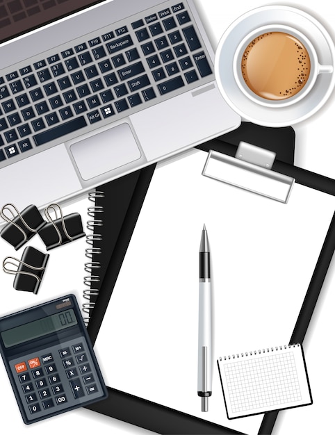 Gadgets e material de escritório coleção de negócios