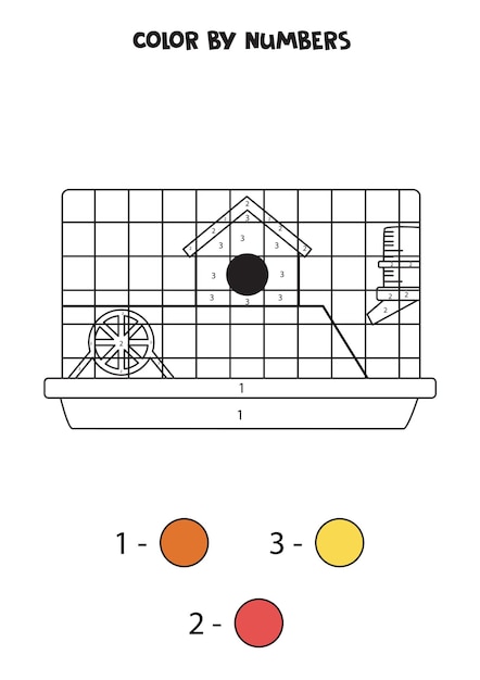 Gaiola de hamster colorida por números planilha para crianças