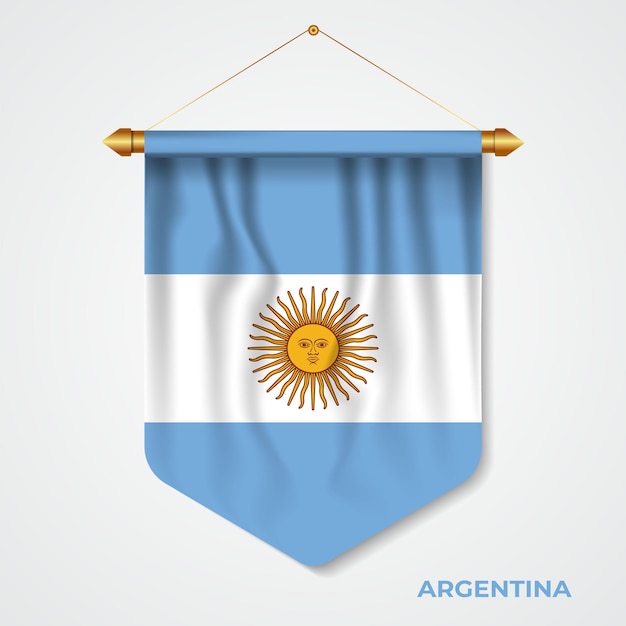 Galhardete realista 3d argentina com bandeira