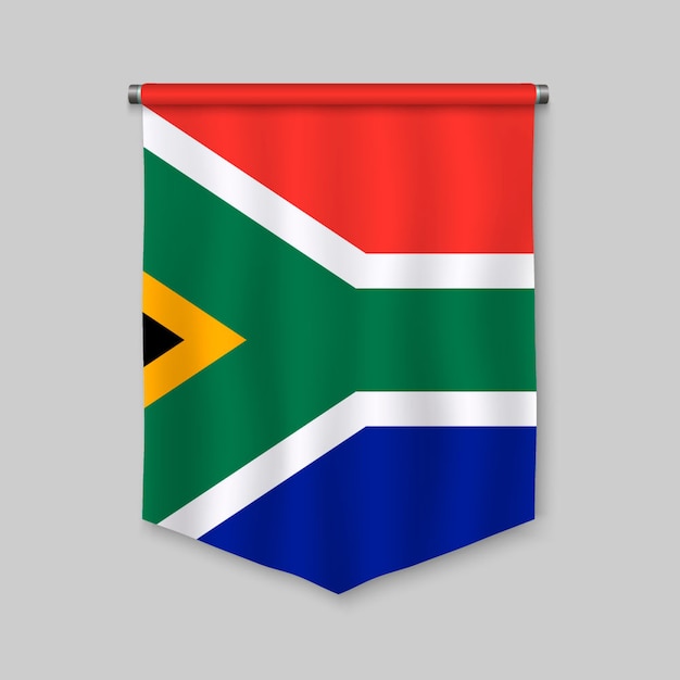 Galhardete realista 3d com bandeira da áfrica do sul