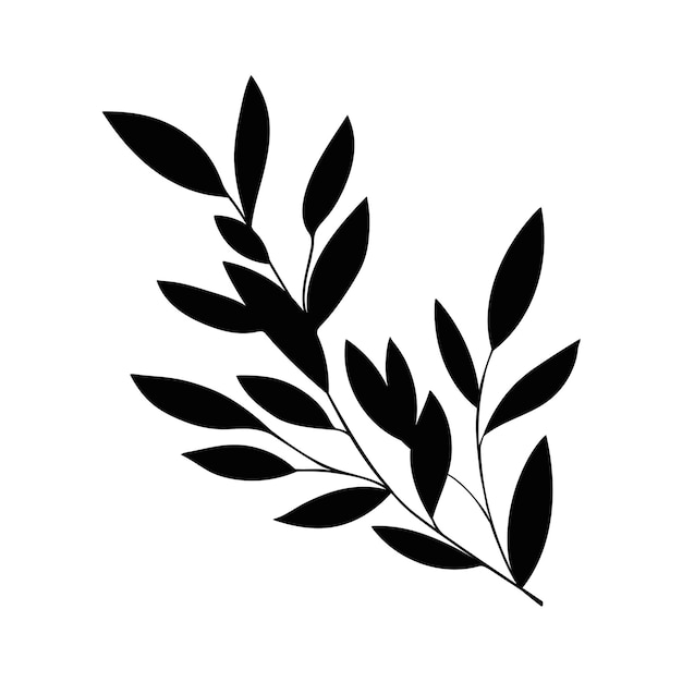Galho com folhas simples ícone de silhueta padrão botânico de arbusto pequeno