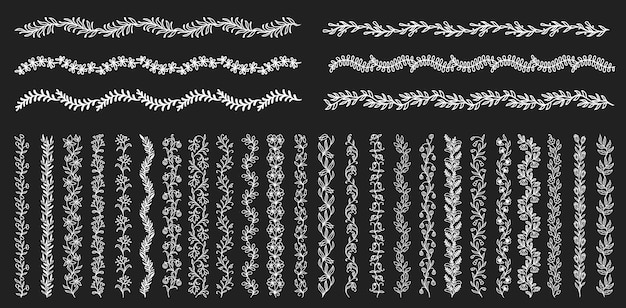 Galhos e raminhos de bordas florais verticais