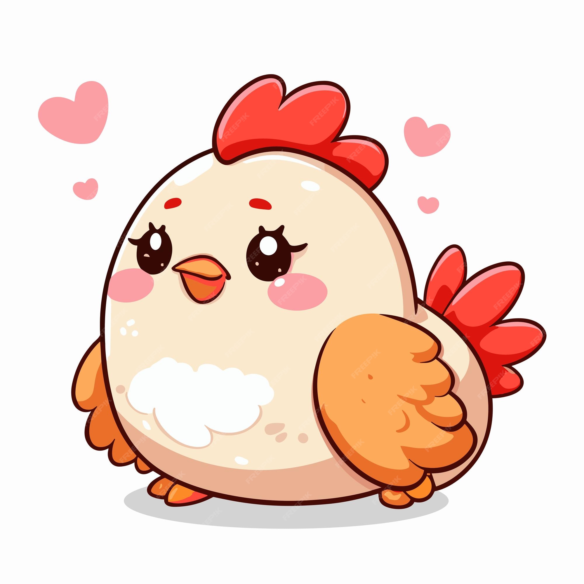 Galinha de desenho animado em um vetor de fundo branco