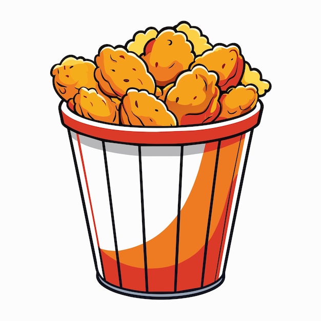 Galinha frita em estilo de desenho animado Icon Vector clipart Ilustração