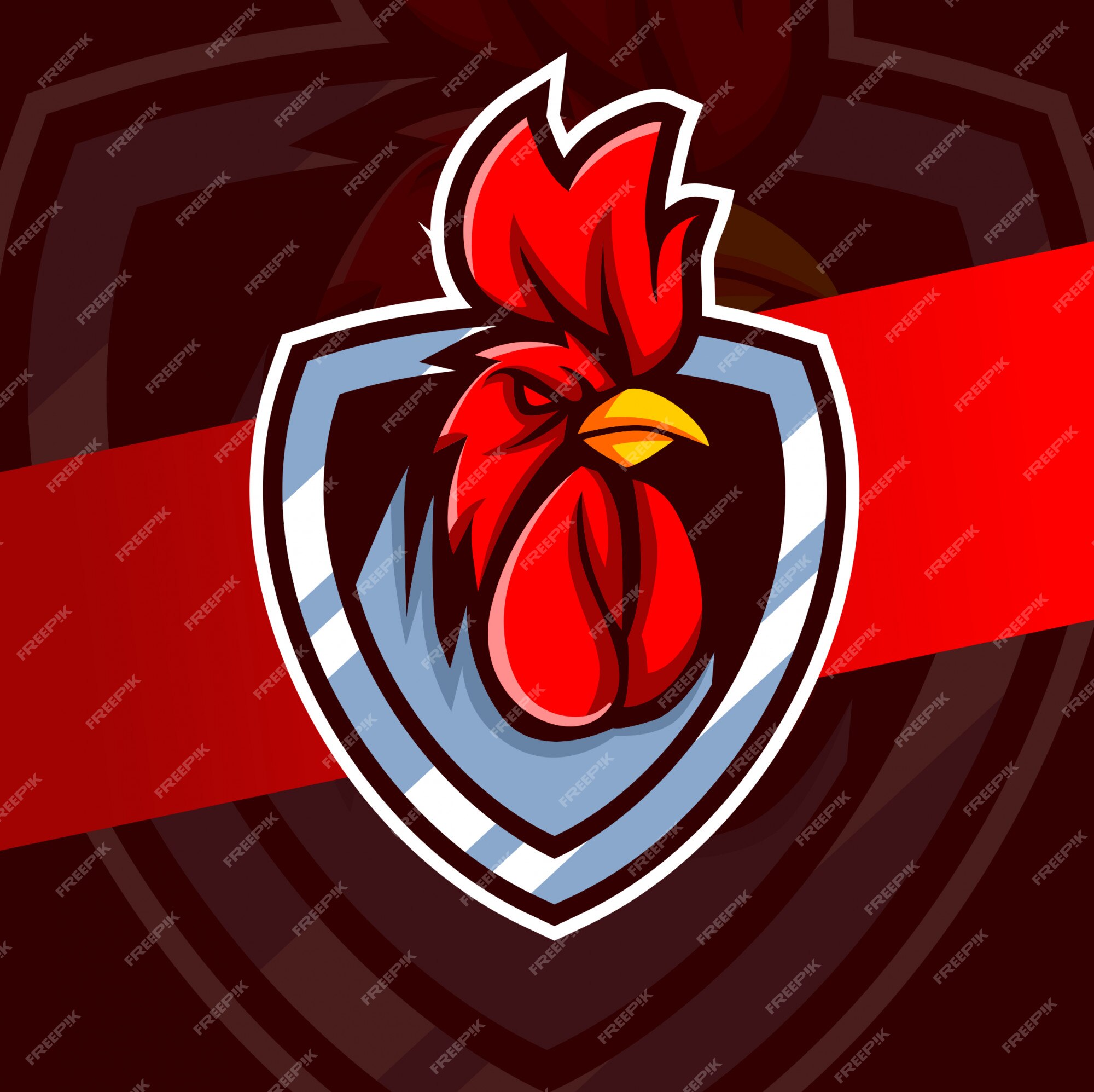 Mascote de jogos de design de equipe de esport frango galo