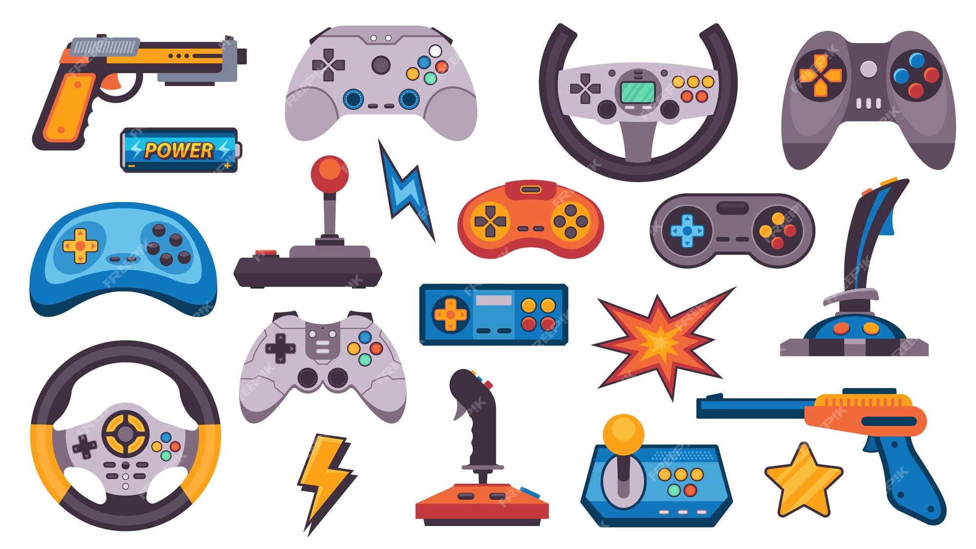 ícones De Jogos. Dispositivos Eletrônicos De Desenho Animado. Computadores  Isolados E Controladora Moderna De Joystick De Gamepad Ilustração do Vetor  - Ilustração de jogador, rede: 206313332